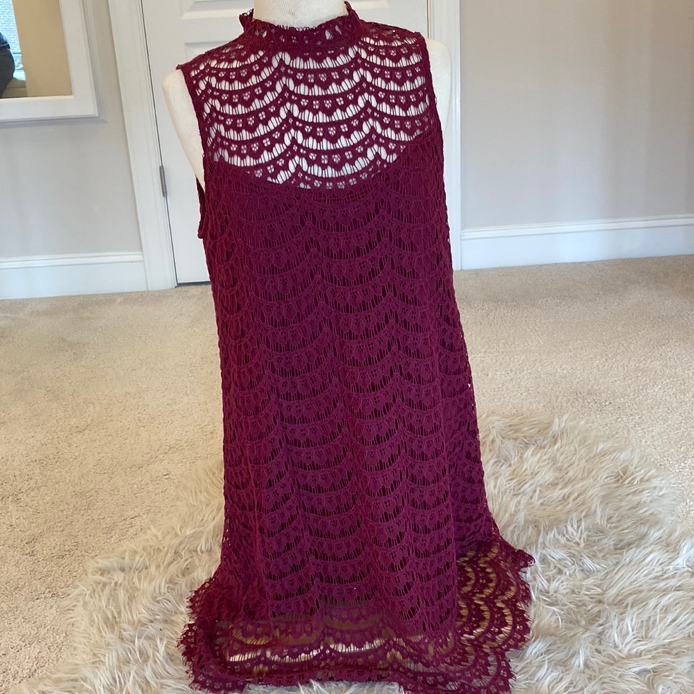 High Neck Crochet Lace Dress - Size XL